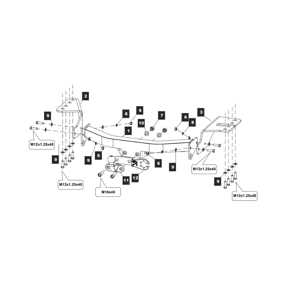 Фаркоп Toyota Fortuner II 2015-2020 BALTEX Арт. 24258808