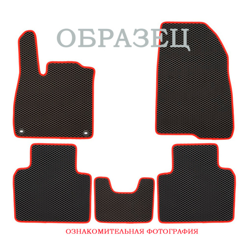 Коврики в салон Chevrolet Niva 2002-2009, EVA Klever с красным кантом, Черный, Арт. EVA.R.0505200622110K