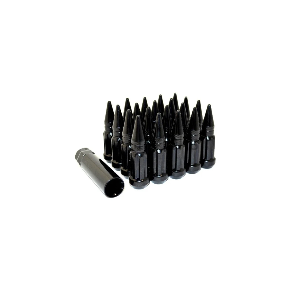 Комплект гаек M14x1.5 Конус h-80мм пики, Черный, Ключ внешний 7-шлицевой, Арт. K911948SD/BC