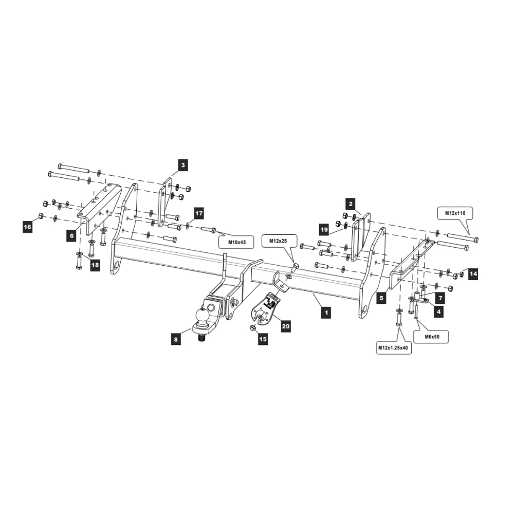 Фаркоп Mitsubishi Pajero IV 2006-2011 5 дв. (E с антистуком) TOWRUS Арт. 149344