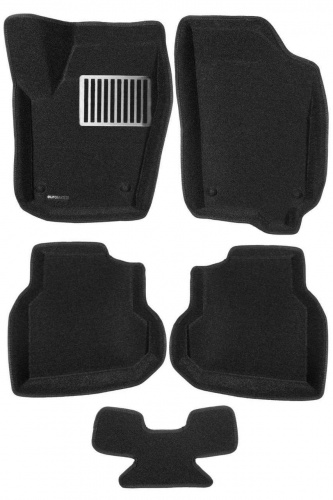 Коврики в салон Volkswagen Polo  2009-2015 3 дв., 3D ткань Euromat LUX, Черный, Арт. EM3D005416