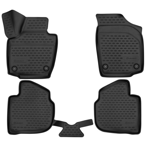 Коврики в салон Volkswagen Polo  2020-2023, полиуретан 3D Element, Черный, Арт. ELEMENT3D02433210K