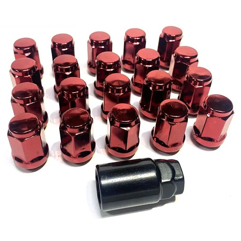 Комплект гаек M12x1.5 Конус h-32мм закрытая, Красный, Ключ 17-19, Арт. KK801345HT/RED