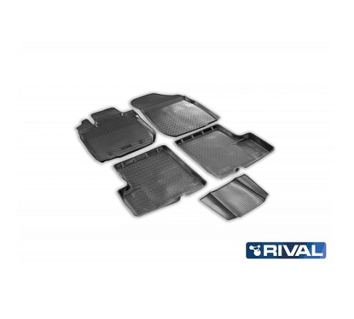 Коврики в салон Renault Logan  2004-2009, полиуретан Rival, Черный, Арт. 14702004