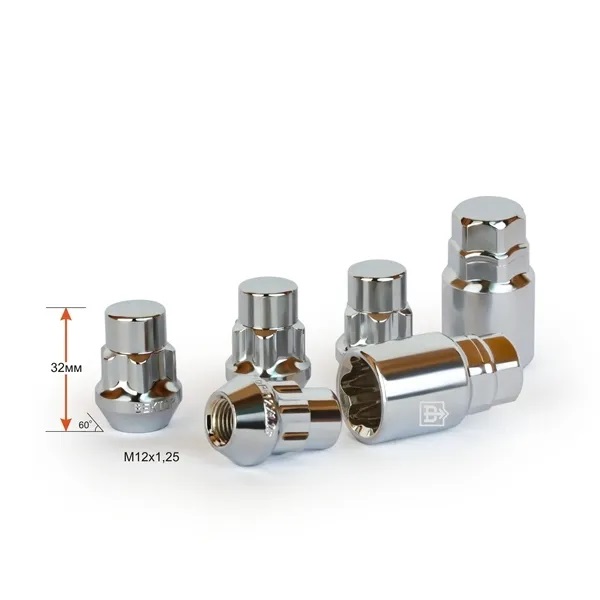Гайки секретные M12x1.25 Конус h-32мм закрытая, Хром, Ключ 17-19, Арт. 416444H2
