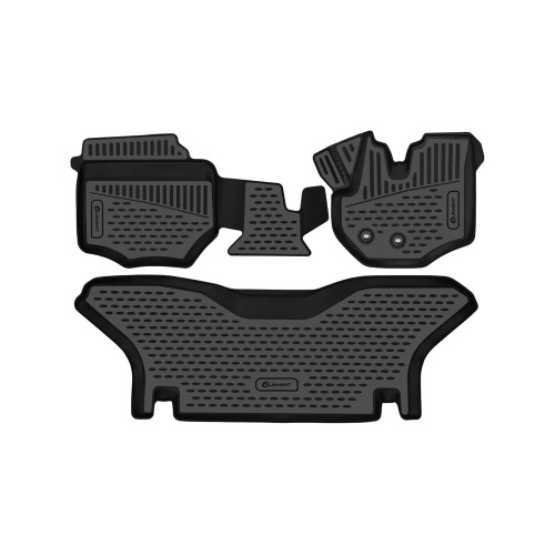 Коврики в салон Toyota HiAce (H200) 2010-2020 FL Микроавтобус, полиуретан 3D Element, Черный, правый руль, узкая кабина, 2 ряда, Арт. ELEMENT3DA365092