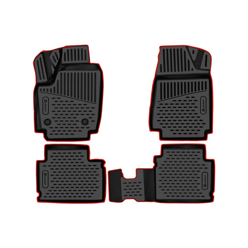 Коврики в салон LADA Niva 21214 2019- 3 дв., полиуретан 3D Element, Черный, красный кант Арт. KANTELEM3DAN0456210KRD