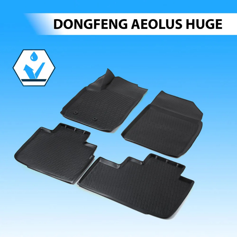 Коврики в салон Dongfeng Aeolus Haoji (Huge) 2022-, полиуретан Rival, Черный, Арт. 19306001