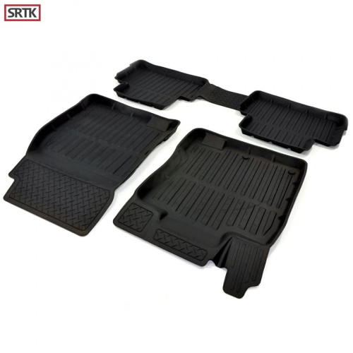 Коврики в салон Nissan Qashqai (J11) 2013-2019, резина 3D SRTK Premium, Черный, Арт. PR.NS.QASH.13G.02X62