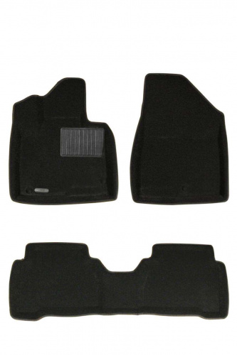 Коврики в салон Hyundai Santa Fe (DM) 2012-2016, 3D ткань Euromat Business, Черный, Арт. EMC3D-002723