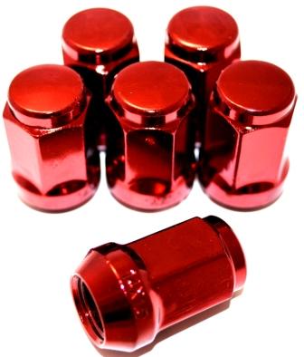 Комплект гаек M12x1.5 Конус h-35мм закрытая, Красный хром, Ключ 19, Арт. KK401445HT/RED