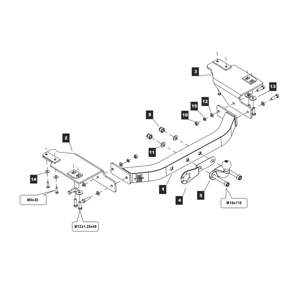 Фаркоп Toyota Land Cruiser Prado (J120) 2002-2007 5 дв. (оцинкованное покрытие), балка открытая с нерж. н BALTEX Арт. 249488