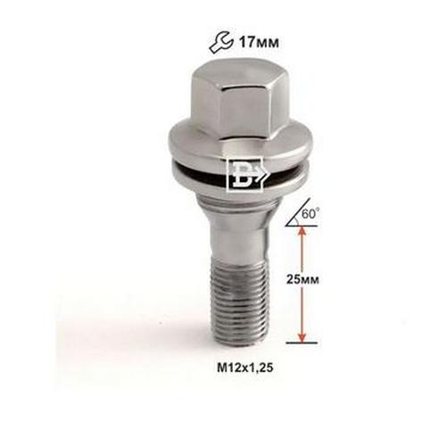 Болт колёсный M12x1.25 Прессшайба L-39мм Хром, Ключ 17, Арт. P72156CR