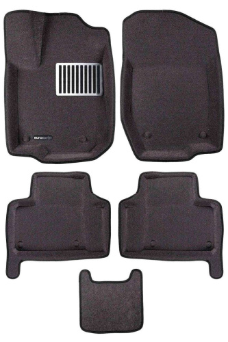 Коврики в салон Mercedes GL (X164) 2006-2009, 3D ткань Euromat LUX, Серый, на 2 ряда Арт. EM3D003501G