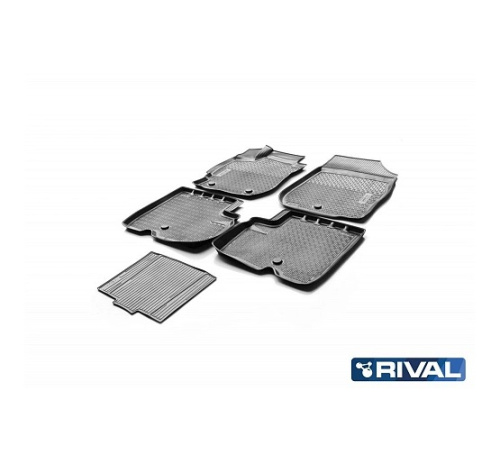 Коврики в салон Nissan Almera (G15) 2012-2018, полиуретан 3D Rival, Черный, Арт. 14101001