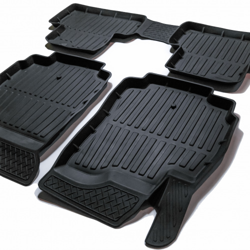 Коврики в салон Chevrolet Orlando  2010-2018, резина 3D SRTK Premium, Черный, первый и второй ряд Арт. PR.CH.ORL.11G.02063