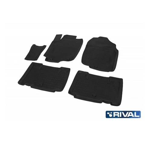 Коврики в салон Toyota RAV4 (XA40) 2012-2015, полиуретан Rival, Черный, Арт. 15706001