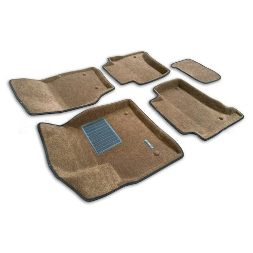 Коврики в салон Volkswagen Touareg  2002-2007, 3D ткань Euromat Business, Коричневый, Арт. EMC3D004100R