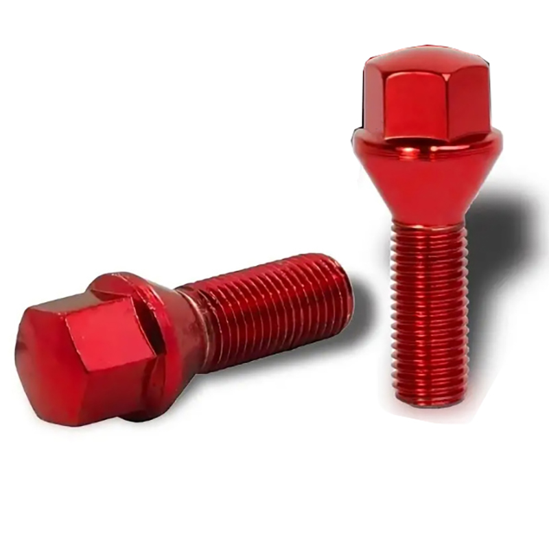 Болт колёсный M12x1.5 Конус L-28мм Красный, Ключ 17, Арт. 175110/RD