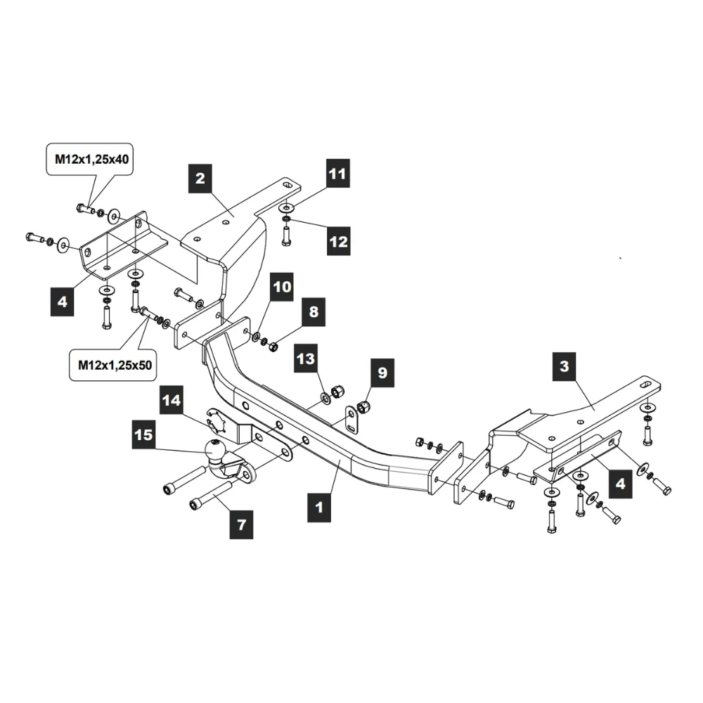 Фаркоп Toyota Highlander (U70) 2019- BALTEX Арт. 249468
