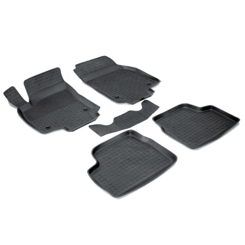 Коврики в салон Opel Astra G 1998-2009 Хэтчбэк 3 дв., резина Seintex выс. борт, Черный, Арт. 01554