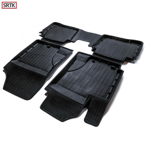 Коврики в салон Kia Rio  2011-2015 Хэтчбэк 5 дв., резина 3D SRTK Premium, Черный, Арт. PR.KI.RI.11G.02030