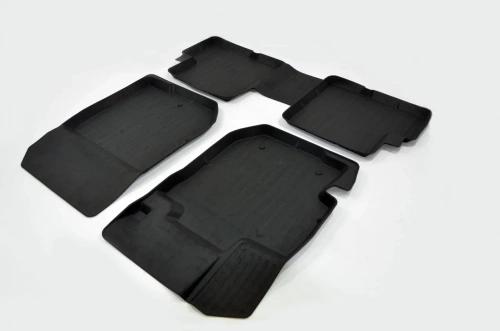 Коврики в салон Nissan Almera (G15) 2012-2018, резина 3D SRTK Premium, Черный, Арт. PR.NS.ALM.12G.02X35