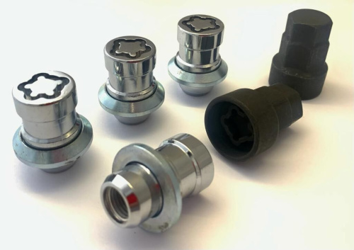Гайки секретные M12x1.25 Прессшайба h-37мм закрытая, Хром, Ключ 19-21, Арт. 743844F2