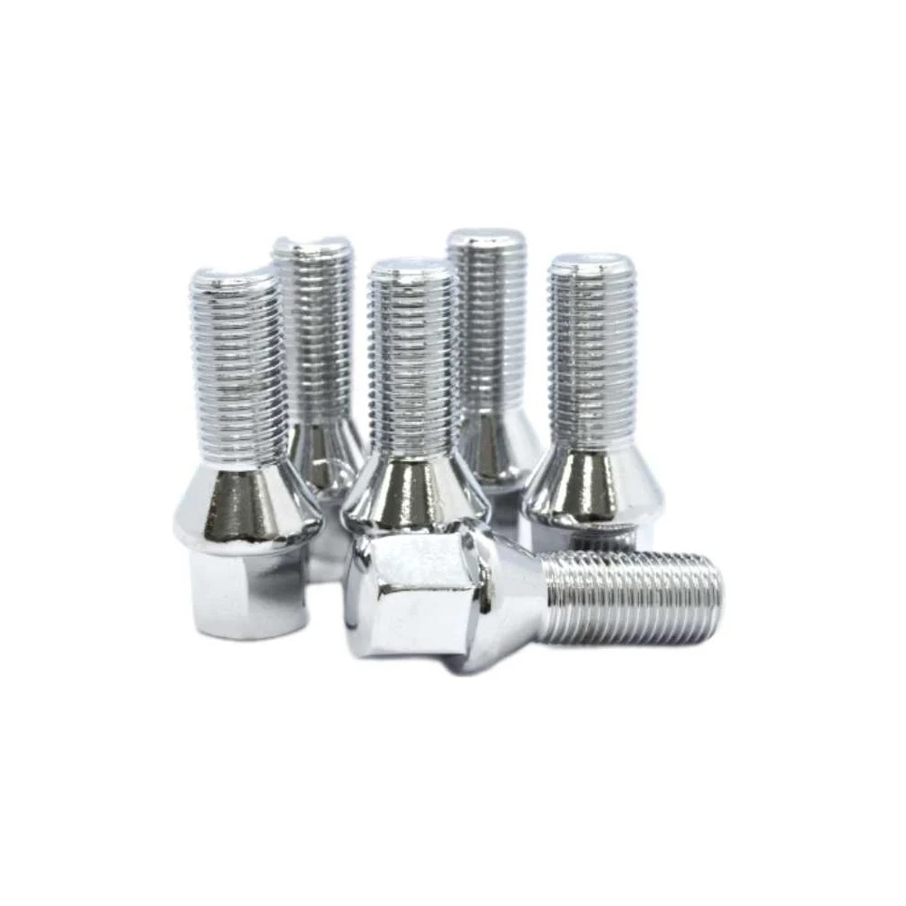 Комплект болтов M14x1.5 Конус L-28мм Хром, Ключ 17, Арт. KK174110/CR