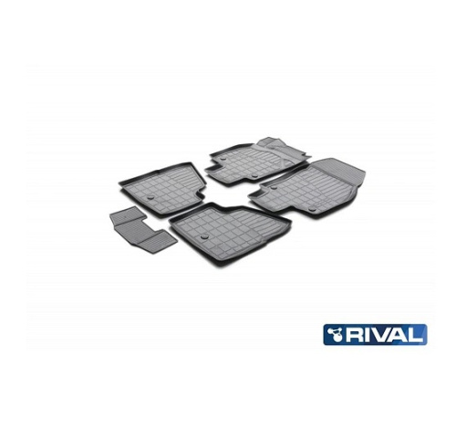 Коврики в салон Opel Astra H 2006-2014 (Family) FL Седан, полиуретан 3D Rival, Черный, Арт. 14202002