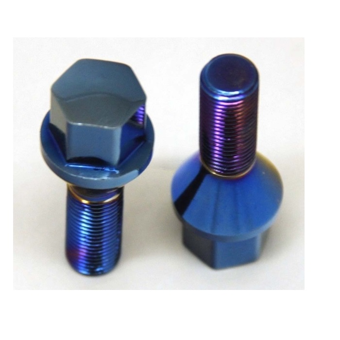 Болт колёсный M14x1.5 Конус L-28мм Синий хром, Ключ 17, Арт. 174110/Blue