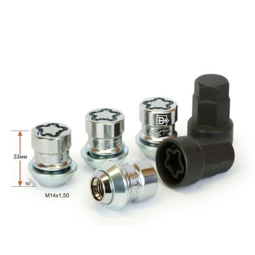 Гайки секретные M14x1.5 Конус h-33мм закрытая, Хром, Ключ 19-21, Арт. 726348FD2