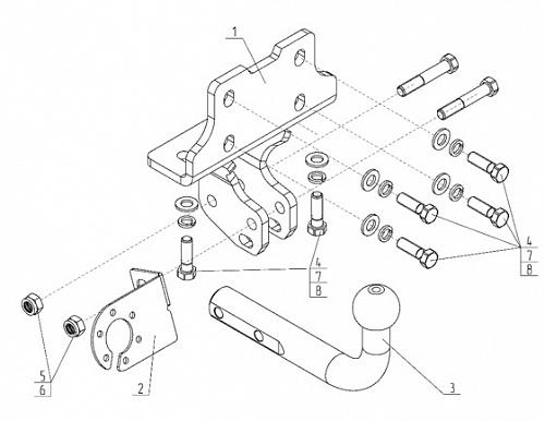 Фаркоп Toyota Land Cruiser Prado (J120) 2002-2007 5 дв. AVTOS Арт. TY 42