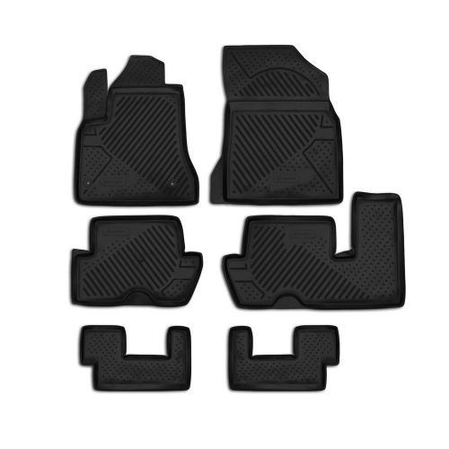 Коврики в салон Citroen C4 Grand Picasso  2006-2013, полиуретан Element, Черный, три ряда Арт. CARCRN00021