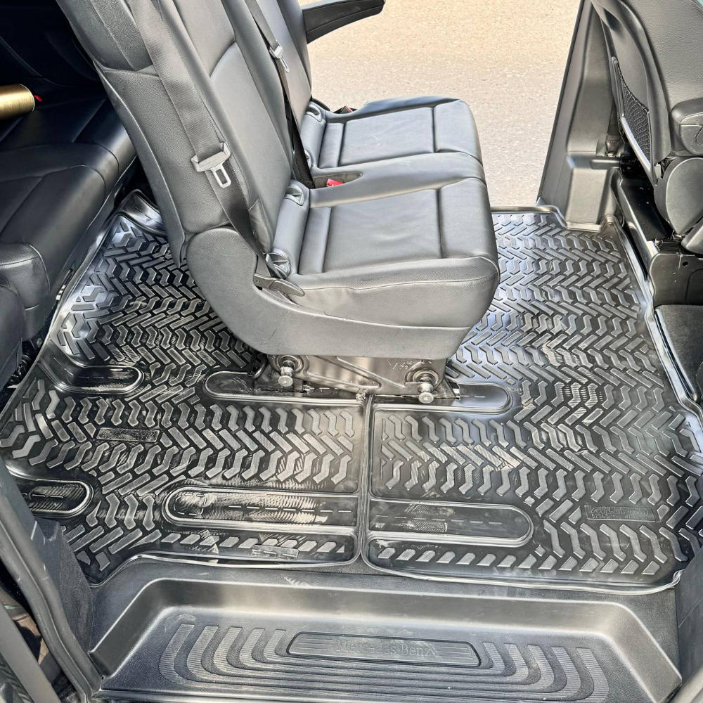 Коврики в салон Mercedes Vito (W447) 2014- Микроавтобус, полиуретан 3D Aileron, Черный, комплект на все три ряда Арт. 62540