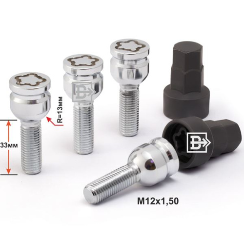 Секретные болты M12x1.5 Сфера L-33мм Хром, Ключ 17-19, Арт. 685130F2