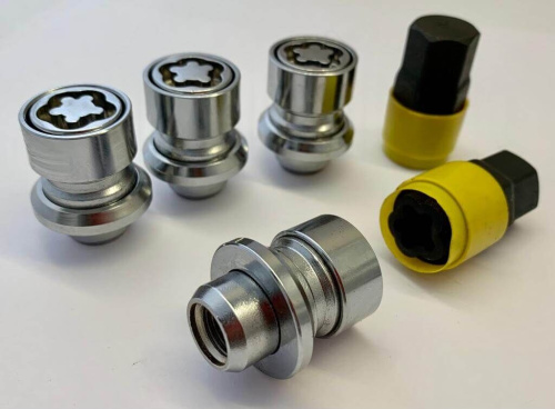 Гайки секретные M12x1.25 Прессшайба h-37мм закрытая, Хром, Ключ 19-21, Арт. 763844X2