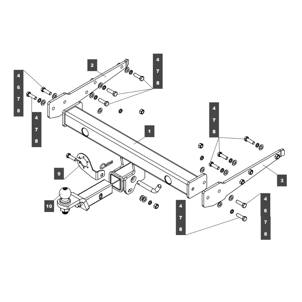 Фаркоп Volkswagen Caravelle (T5) 2002-2009 (E с антистуком) TOWRUS Арт. 269076