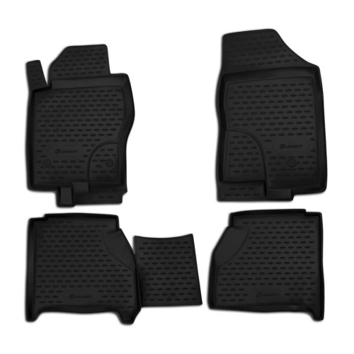 Коврики в салон Nissan Navara (D40) 2010-2015 FL, полиуретан Element, Черный, с нишей под задним сиденьем Арт. CARNIS10050H