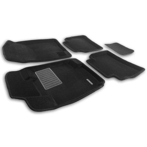 Коврики в салон Москвич 3 2022-, 3D ткань Euromat Business, Черный, Арт. EMC3D000010