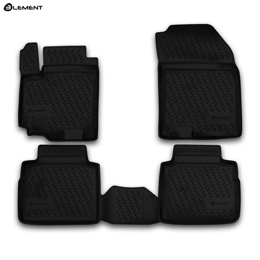 Коврики в салон Suzuki SX4 (S-Cross) 2013-2016, полиуретан Element, Черный, Арт. CARSZK10003