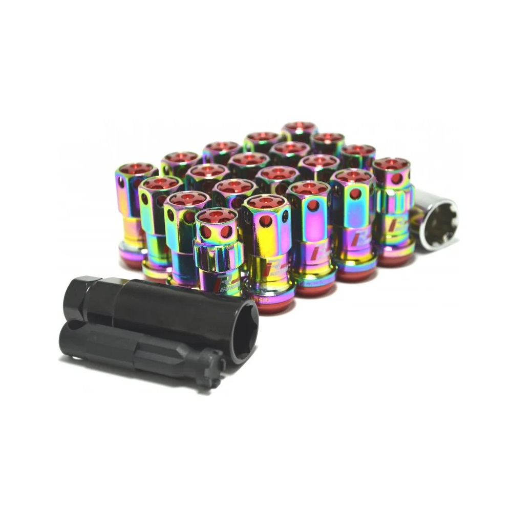 Комплект гаек M12x1.25 Конус h-46мм , Радужный хром, Ключ 19, кованые Арт. kk911944RCN(16/4/3)RB