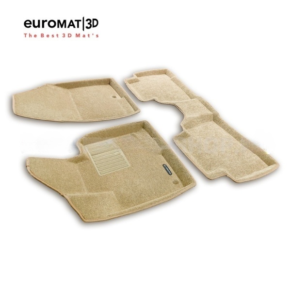 Коврики в салон Hyundai Santa Fe (DM) 2012-2016, 3D ткань Euromat Business, Бежевый, Арт. EMC3D002723T