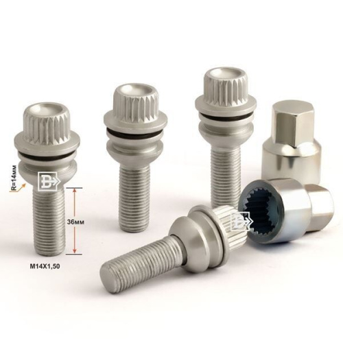 Секретные болты M14x1.5 Сфера L-45мм Дакромет, Ключ 17-19, Арт. T1984177F1