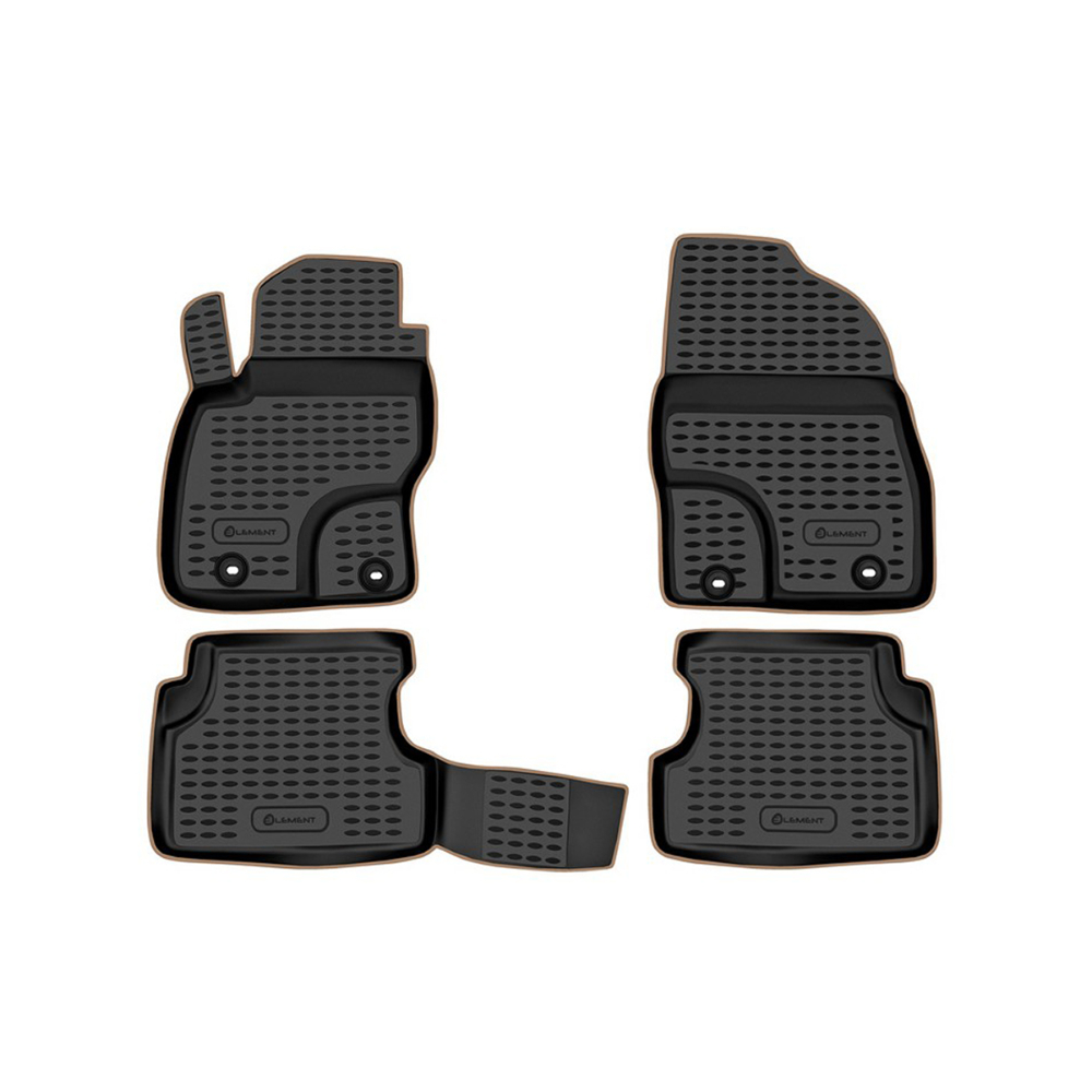 Коврики в салон Ford Focus  2004-2008 Хэтчбэк 3 дв., полиуретан Element, Черный, бежевый кант Арт. KANTNLC1603210BG