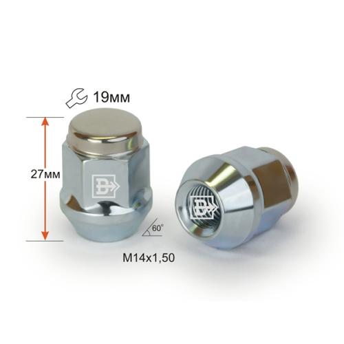 Гайка колеса M14x1.5 Конус h-31мм закрытая, Цинк, Ключ 19, Арт. 401148IZ