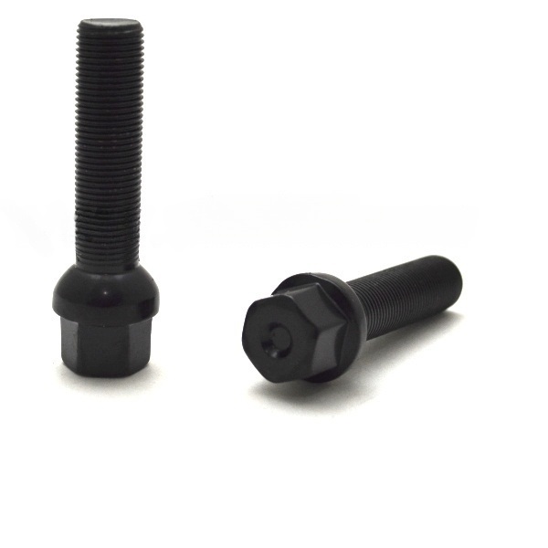 Болт колёсный M14x1.25 Сфера L-50мм Черный, Ключ 17, Арт. S17F50(R14)BC
