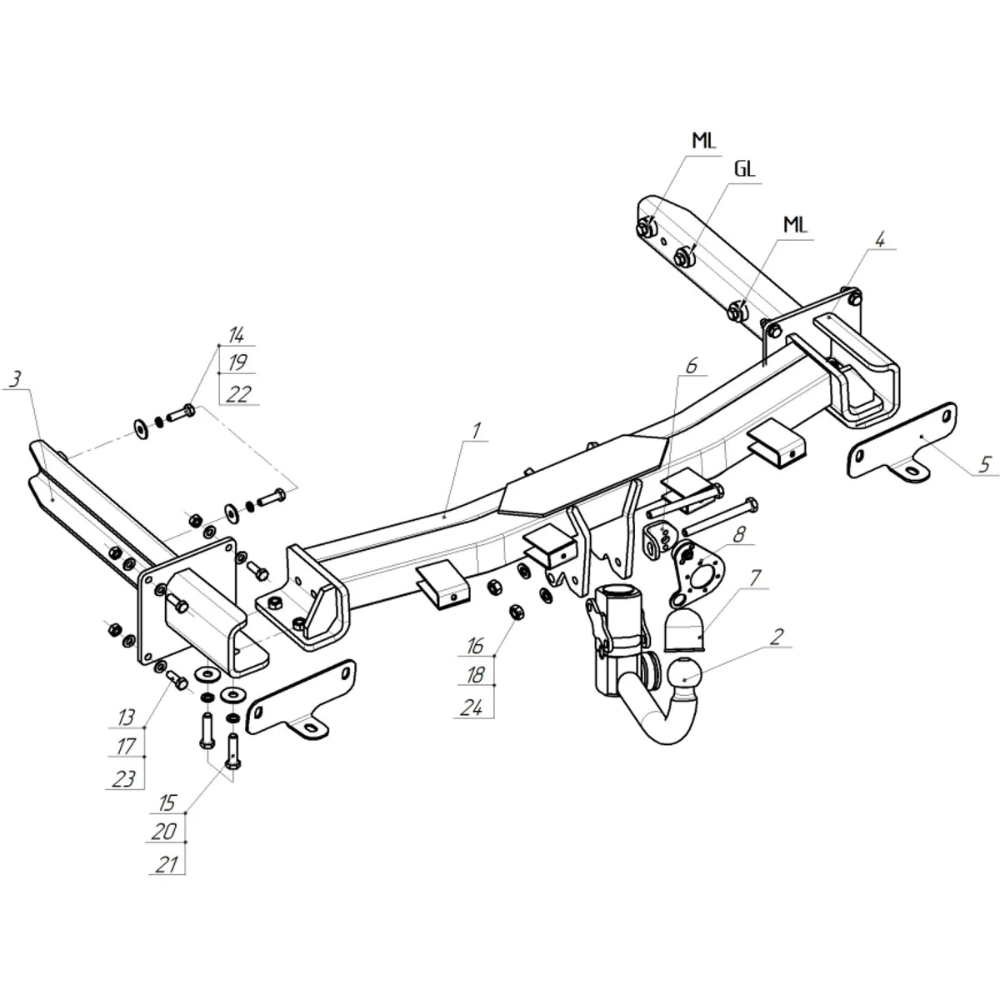Фаркоп Mercedes GL (X164) 2006-2009 ORIS Арт. 2255D2