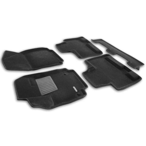 Коврики в салон Geely Okavango 2021-, 3D ткань Euromat Business, Черный, 3-и ряда Арт. EMC3D001415