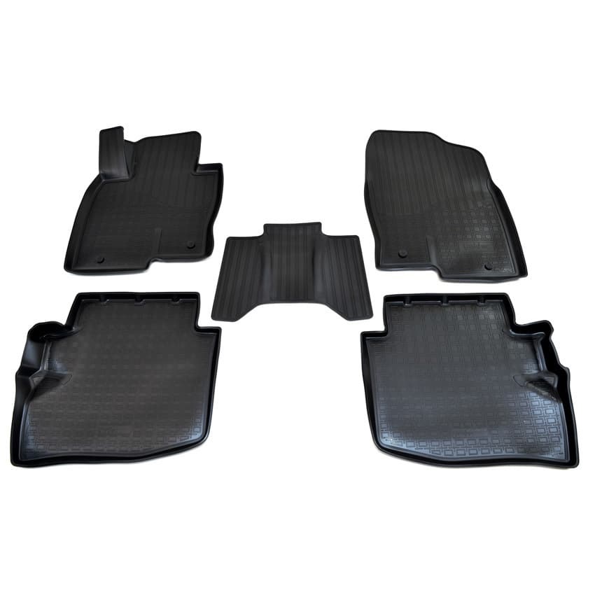 Коврики в салон Mazda CX-9 (TC) 2015-2021, полиуретан 3D Norplast, Черный, комплект на первые два ряда Арт. NPA11-C55-720